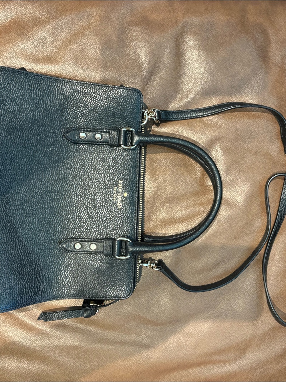 kate spade Black Pebbled Leather Satchel with Top Handles